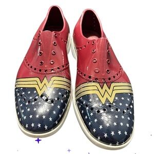 Red and Blue Women's Flats with Star Pattern